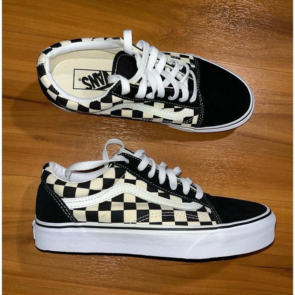 Unisex Vans Old Skool Checkerboard Platform Skateboard Lace Up Sneakers